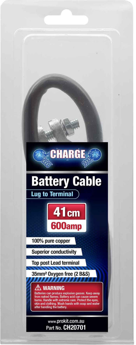 Battery Cable 30-127cm 600AMP Pure Copper - Charge 41 cm