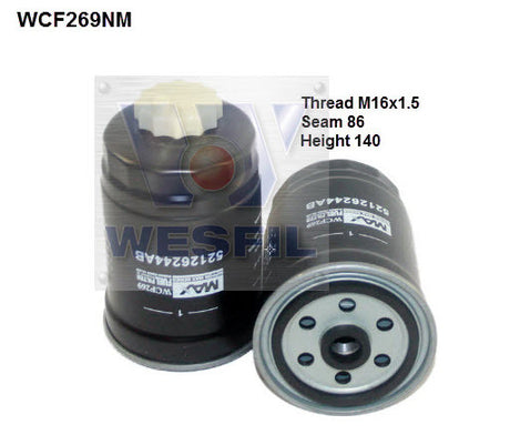 Diesel Fuel Filter Z967 Fits Dodge WCF269NM - Wesfil