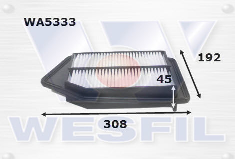 Air Filter A1824 Fits Honda WA5333 - Wesfil