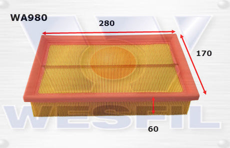 Air Filter A1676 Fits Mercedes WA980 - Wesfil