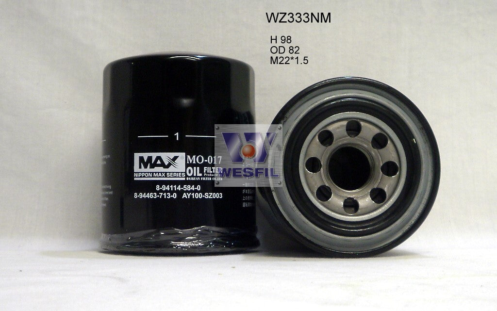 Oil Filter Z333 Fits Isuzu WZ333NM - Wesfil