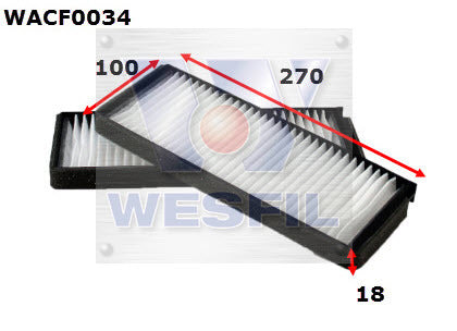 Cabin Filter RCA345P Fits Daewoo WACF0034 - Wesfil