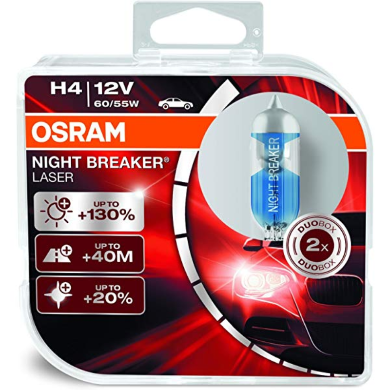 H4 12V 60/55W Night Breaker Silver - P43T (1 = 2 Globes) 64193NBS-HCB - Osram