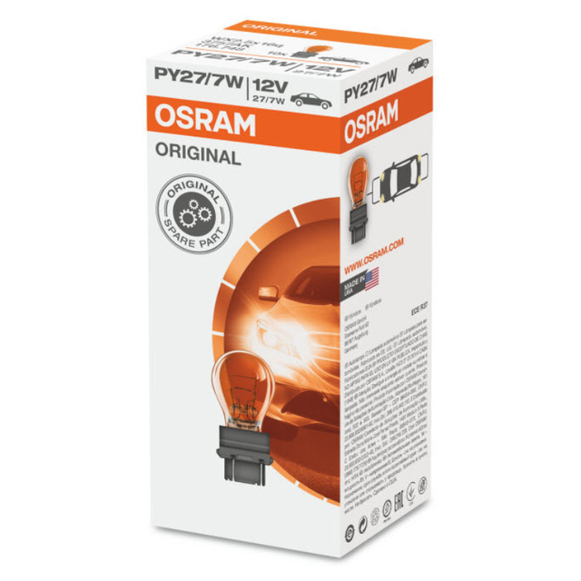 Wedge S8 12V 27/7W PY27/7 Amber 1=Box of 10 3757AK - Osram