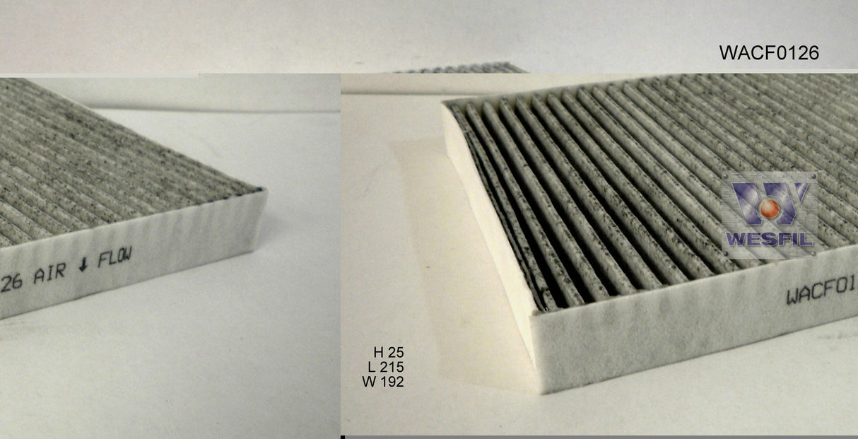 Cabin Filter RCA257P Fits Dodge/Jeep/Ram WACF0126 - Wesfil