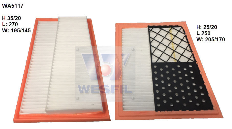 Air Filter A1867 Fits Mercedes WA5117 - Wesfil