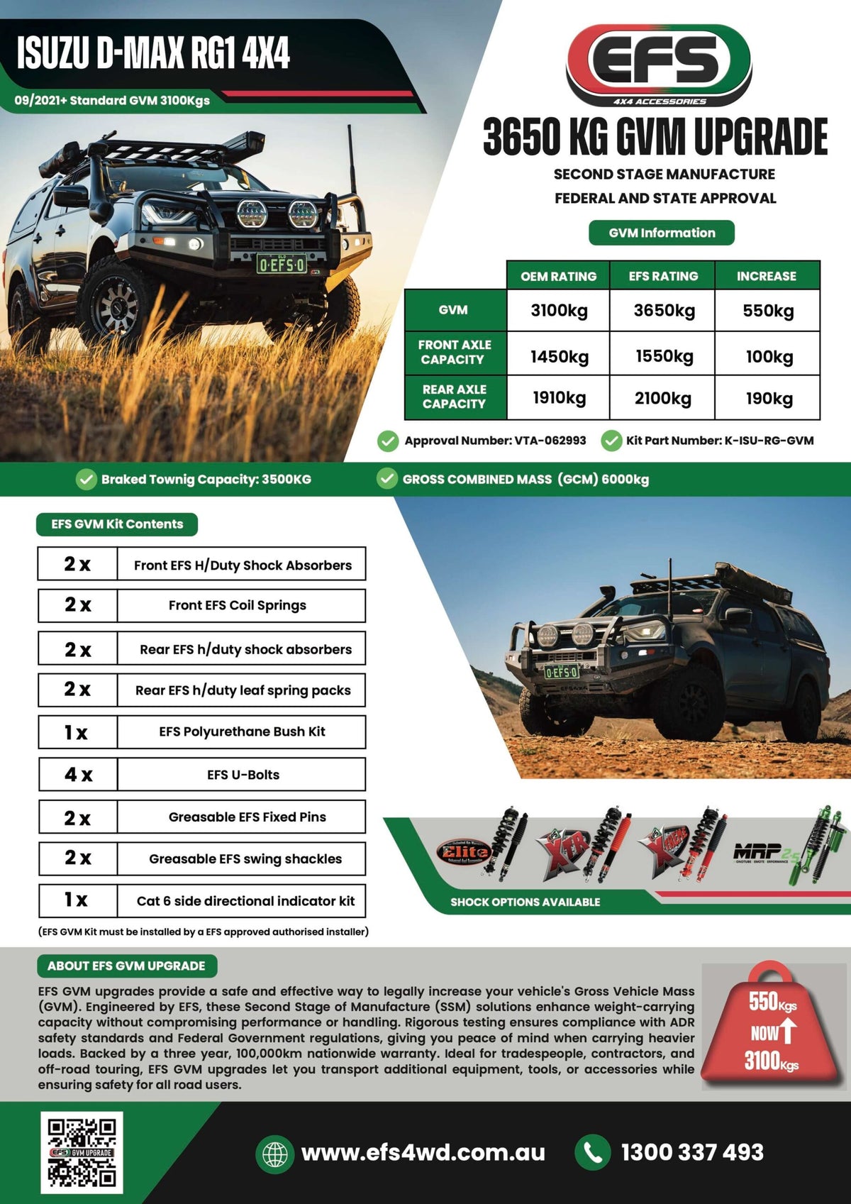 Isuzu D-Max RG1 12/2021+ 4wd 3650kg GVM Upgrade