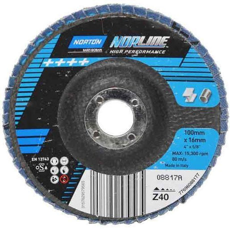 Flap Disc 4" 100 x 16mm 40 Grit P40 - NORTON | Universal Auto Spares