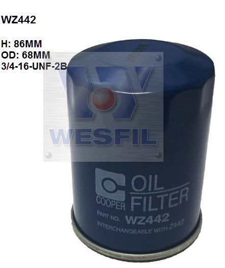 Oil Filter Z442 Fits Nissan WZ442 - Wesfil