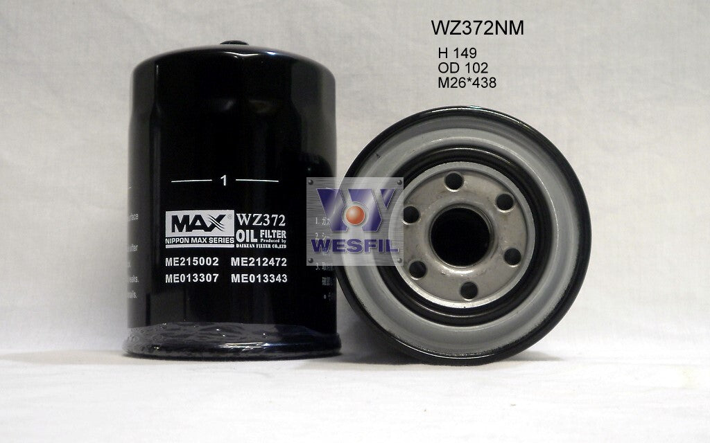 Oil Filter Z372 Fits Mitsubishi WZ372NM - Wesfil