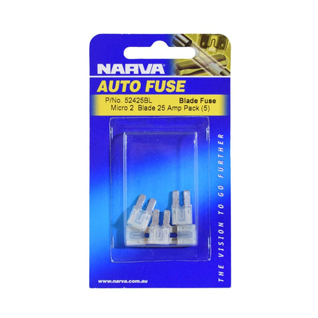 25 AMP White Micro 2 Blade Fuse 5 Pieces - Narva | Universal Auto Spares
