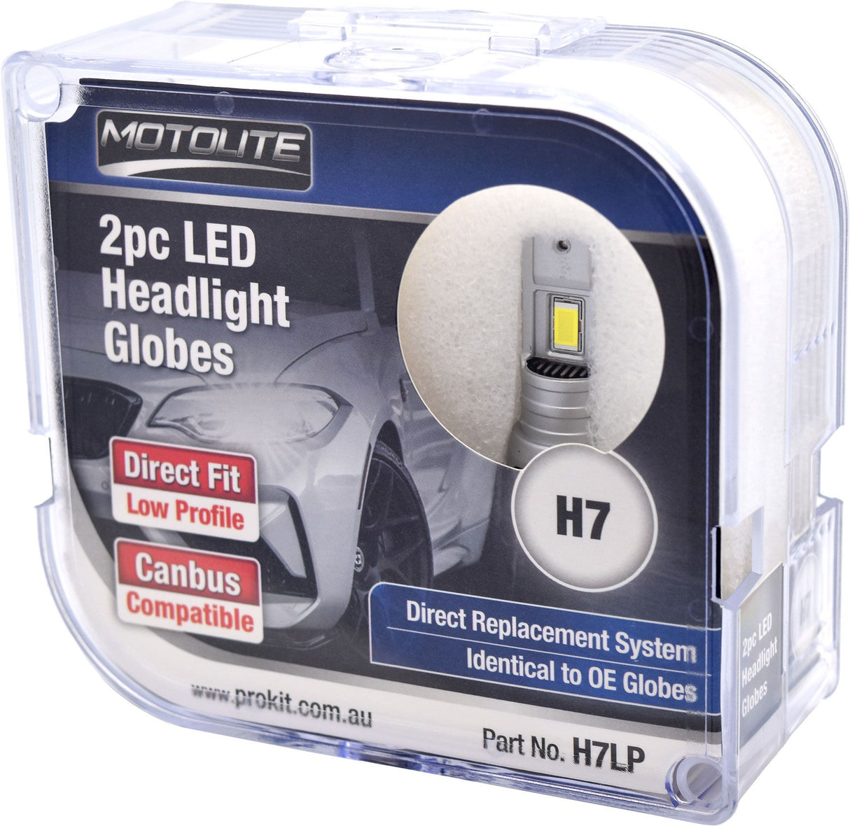 2 Piece H7 Direct Fit LED Headlight Globes 6500K Plug and Play Canbus Compatible – Motolite | Universal Auto Spares