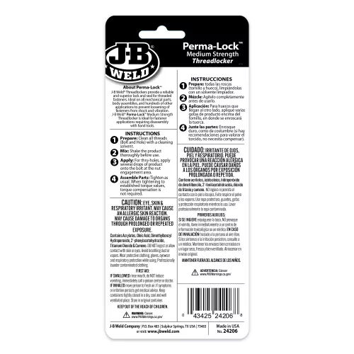 Perma-lock Blue Threadlocker Superior Lock Threaded Fasteners 3 Sizes - J-B Weld