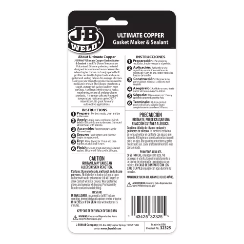 Ultimate Copper Gasket Maker & Sealant 85g - J-B Weld