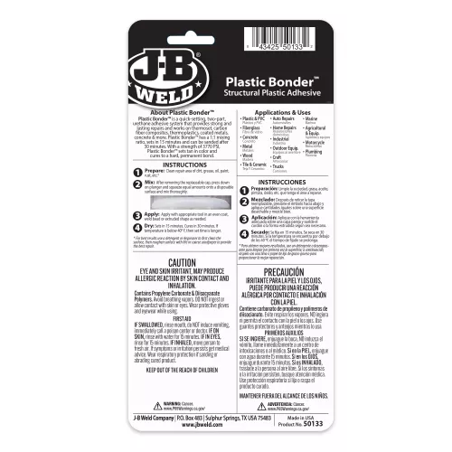 Plastic Bonder Epoxy Syringe 25ml Strong, Lasting Repairs - J-B Weld