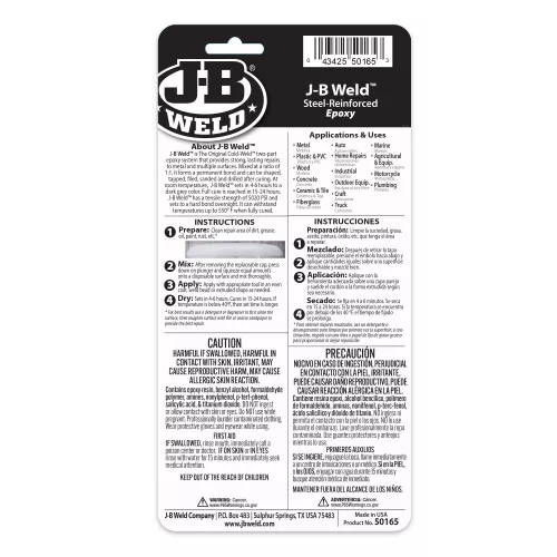 Steel Reinforced Epoxy Syringe 25ml Strong, Lasting Repairs - J-B Weld