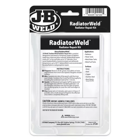 Radiator Weld Plastic Tank & Radiator Repair Kit - J-B Weld