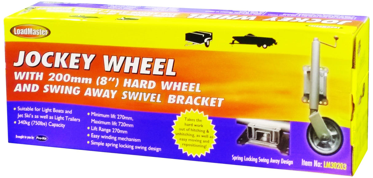 Jockey Wheel - 200mm (8") With Swing Away Bracket - LoadMaster