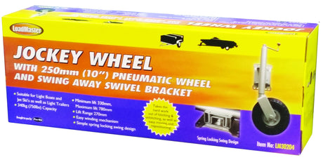 Jockey Wheel - 250mm (10") Pneumatic Wheel With Swing Away Bracket - LoadMaster