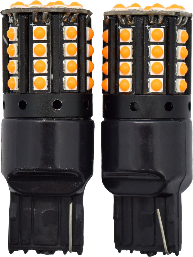 2pc LED Globes T20 W3 x 16Q (7443) Amber - Motolite | Universal Auto Spares