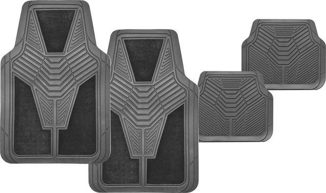 4 Piece Grey Carpet & Rubber Mat Set with Velcro Positioning Tabs - PC Procovers