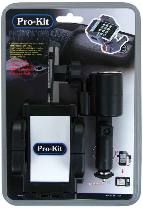 Lighter Adaptor & USB Phone & Navigator Holder - Pro-Kit | Universal Auto Spares