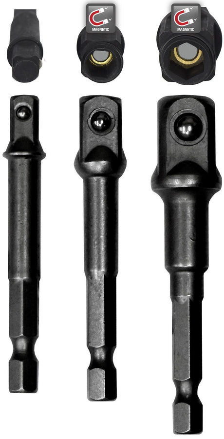 3 Piece 2-in-1 Socket/Drill Adaptor Set With Internal Magnetic - PKTool | Universal Auto Spares