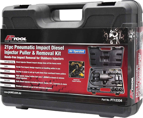 21 Piece Pneumatic Impact Diesel Injector Puller & Removal Kit - PKTool