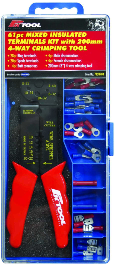 61 Piece Crimping Tool & Mixed Terminals Kit - PKTool | Universal Auto Spares