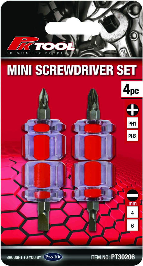 4 Pieces 38mm Mini Screwdriver Set - PKTool | Universal Auto Spares