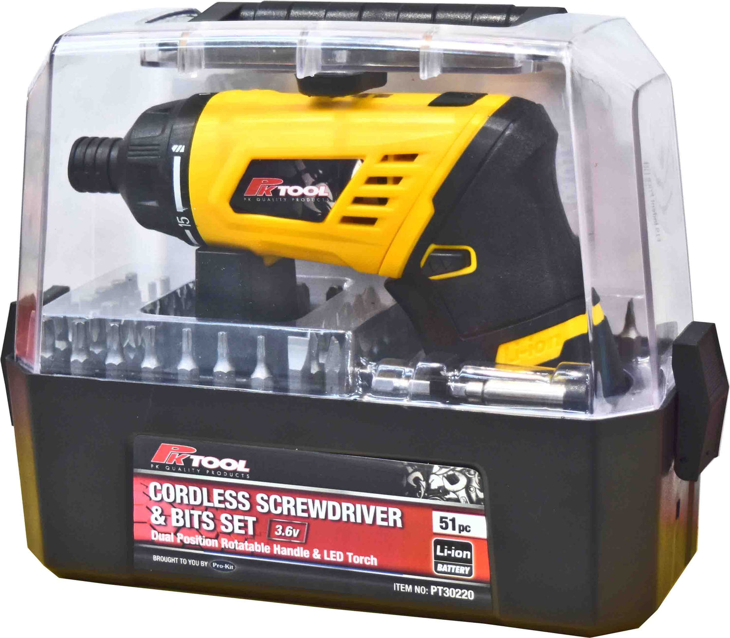 51 Pieces 3.6V Cordless Rechargeable Screwdriver & Bits Set - PKTool