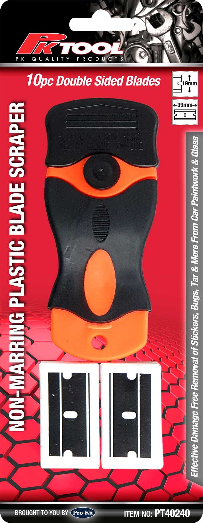 Non-Marring Plastic Blade Scraper With 10 Piece Double Sided Blades - PKTool