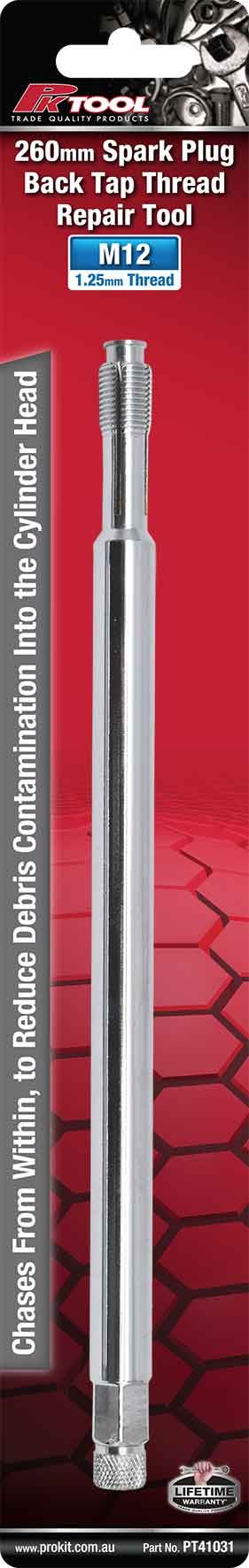 260mm Spark Plug Back Tap M12 1.25mm Re-Threader Repair Tool - PKTool