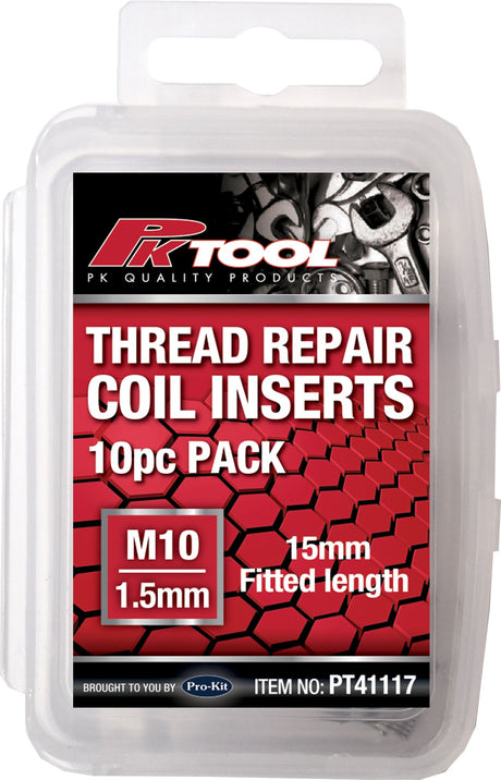 10 Piece M10 Replacement Wire Thread Insert Sets 1.5mm - PKTool