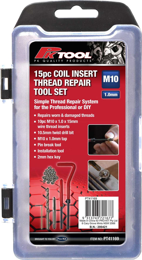 15 Piece Coil Insert Thread Repair Tool Set 1mm - PKTool