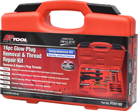 16 Pieces Glow Plug Removal & Thread Repair Kit - PKTool