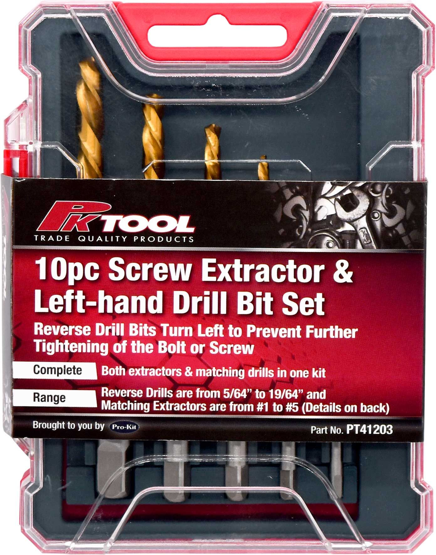 10 Pieces Screw Extractor & Left-hand Drill Bit Set - PKTool