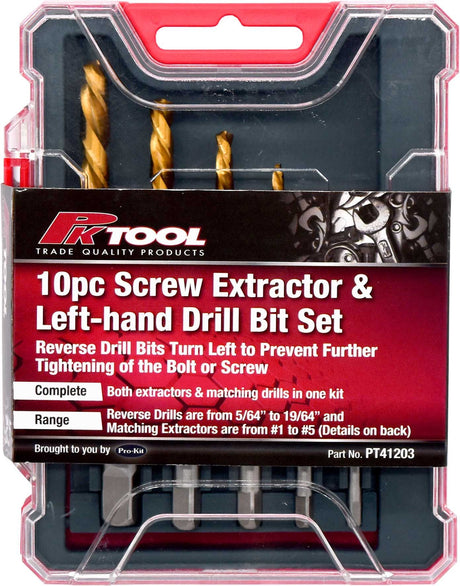 10 Pieces Screw Extractor & Left-hand Drill Bit Set - PKTool
