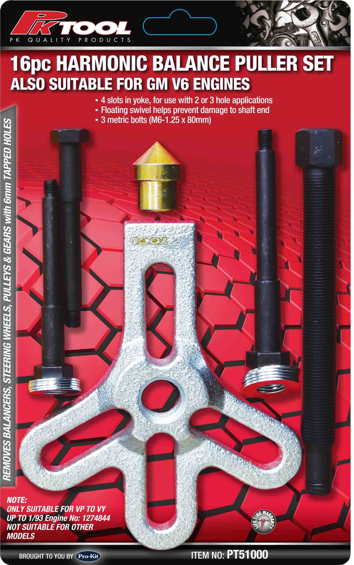 Puller Set 16pc Harmonic Balance Fits GM V6 Motors - PKTool | Universal Auto Spares
