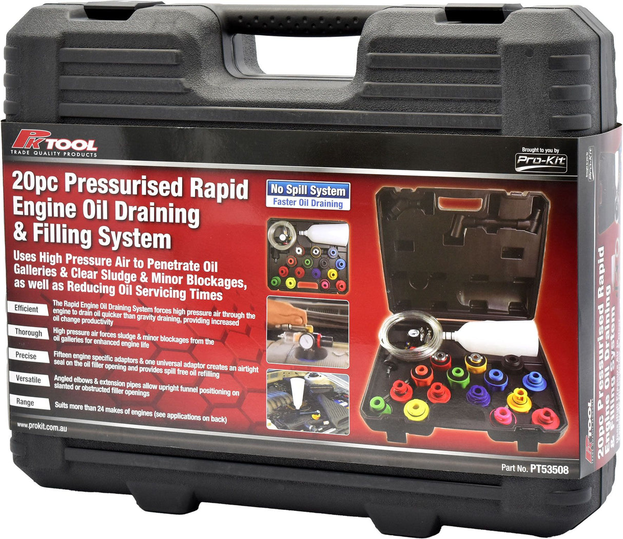 20 Pieces Pressurised Rapid Engine Oil Draining & Filling System - PKTool