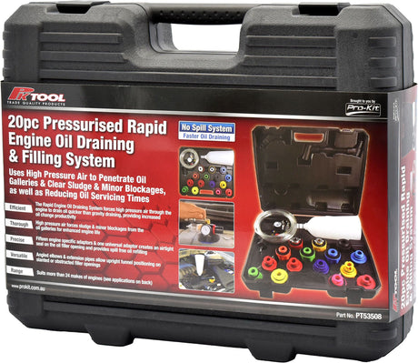 20 Pieces Pressurised Rapid Engine Oil Draining & Filling System - PKTool