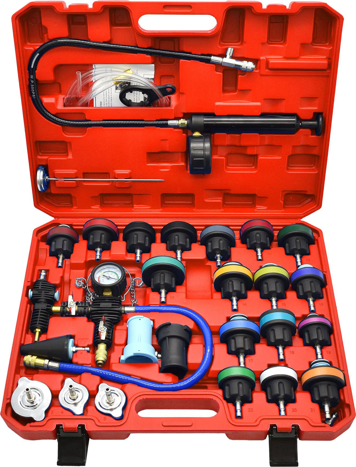 29 Pieces Cooling System Pressure Tester & Vacuum Refill Master Kit – PKTool | Universal Auto Spares