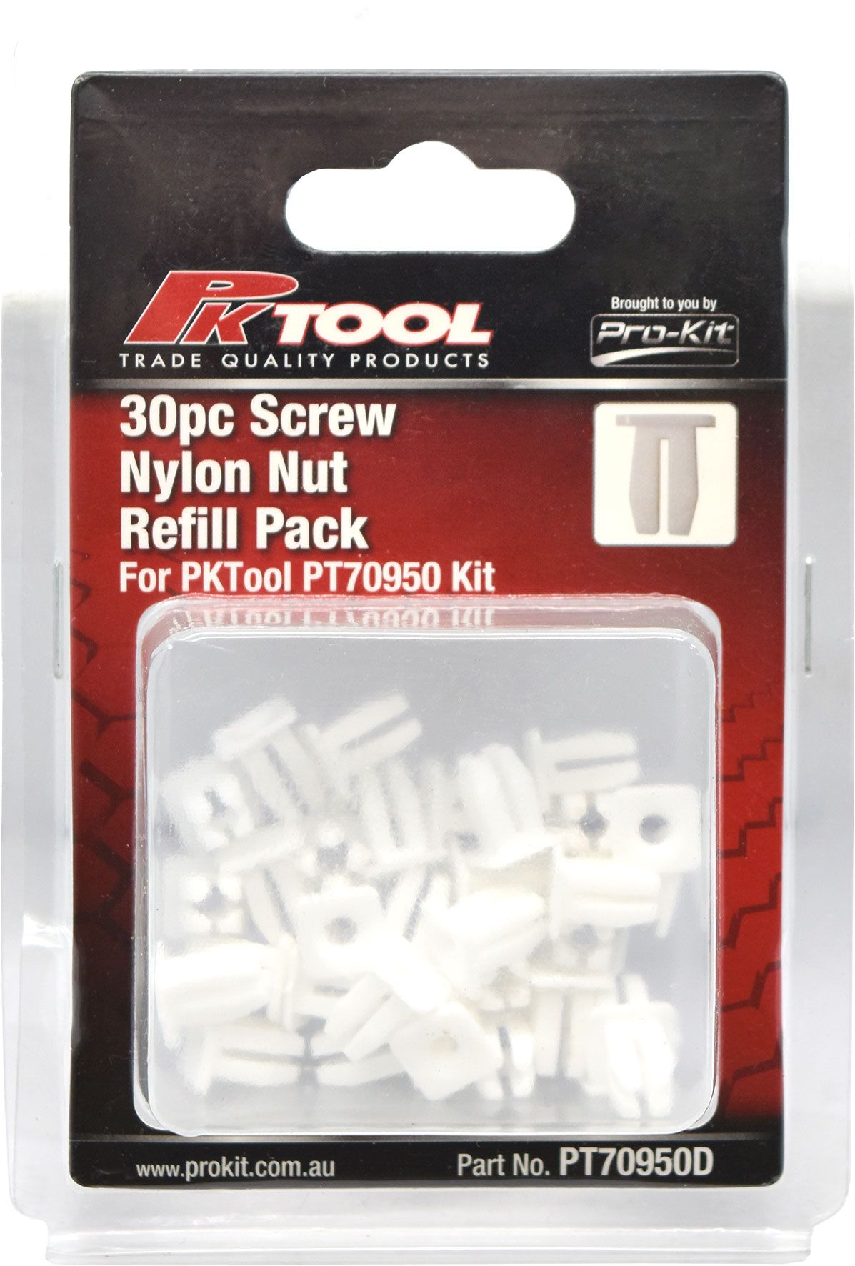 30pc Trim Clips Refill Pack Nylon Screw Nut (KY1223) - PKTool | Universal Auto Spares