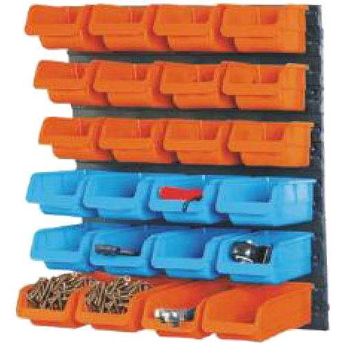 Multi Functional Hi Density Plastic Wall Mounted With 25pc Mixed Storage Bins - PKTool | Universal Auto Spares