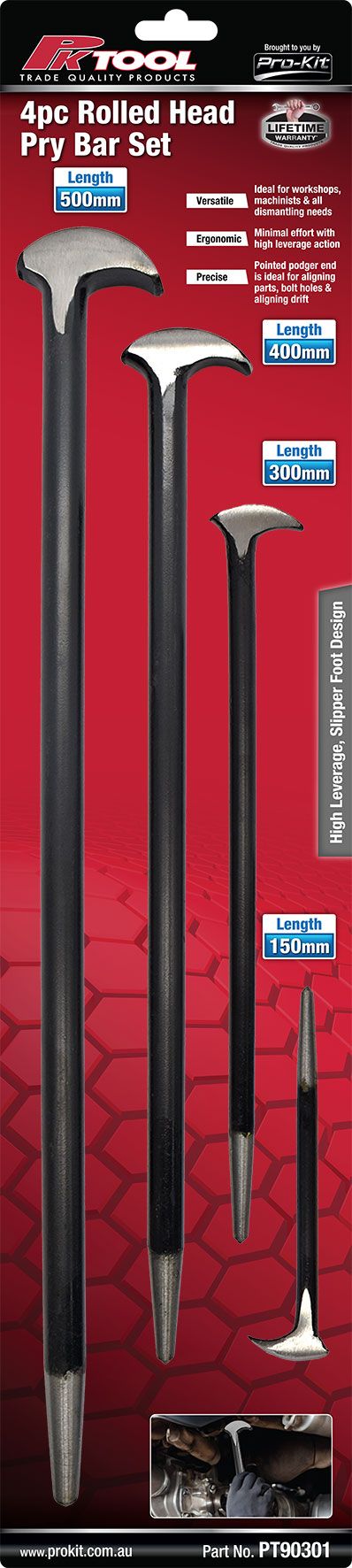 4 Piece Rolled Head Pry Bar Set – High Leverage Alignment Bars Heavy-Duty - PKTool | Universal Auto Spares