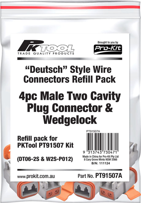 4 Piece Male Two Cavity Plug Connector & Wedgelock - PKTool | Universal Auto Spares