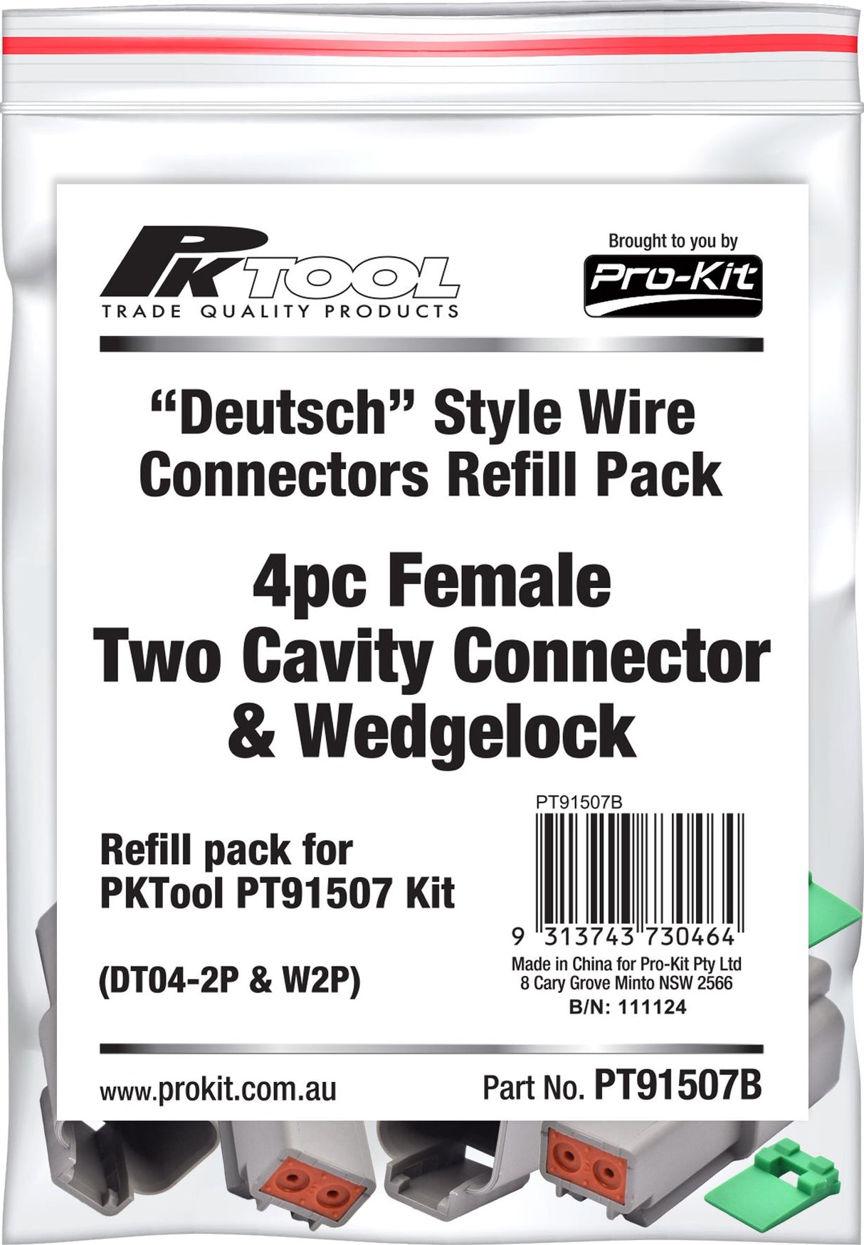 4 Piece Female Two Cavity Connector & Wedgelock - PKTool | Universal Auto Spares