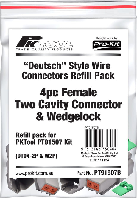 4 Piece Female Two Cavity Connector & Wedgelock - PKTool | Universal Auto Spares