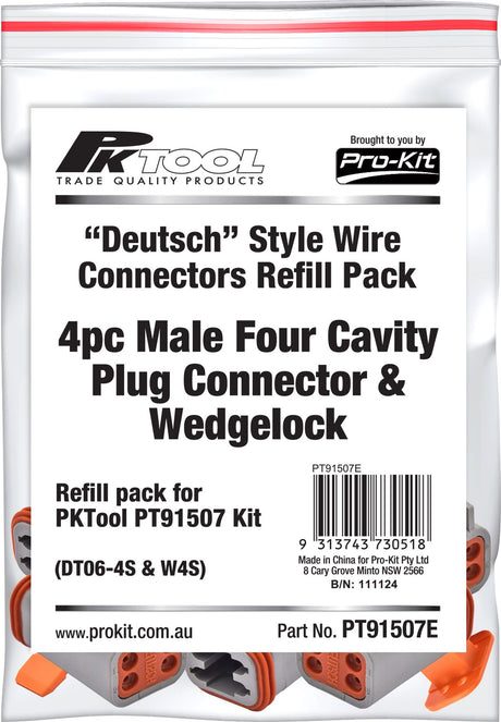 4 Piece Male Four Cavity Plug Connector & Wedgelock - PKTool | Universal Auto Spares