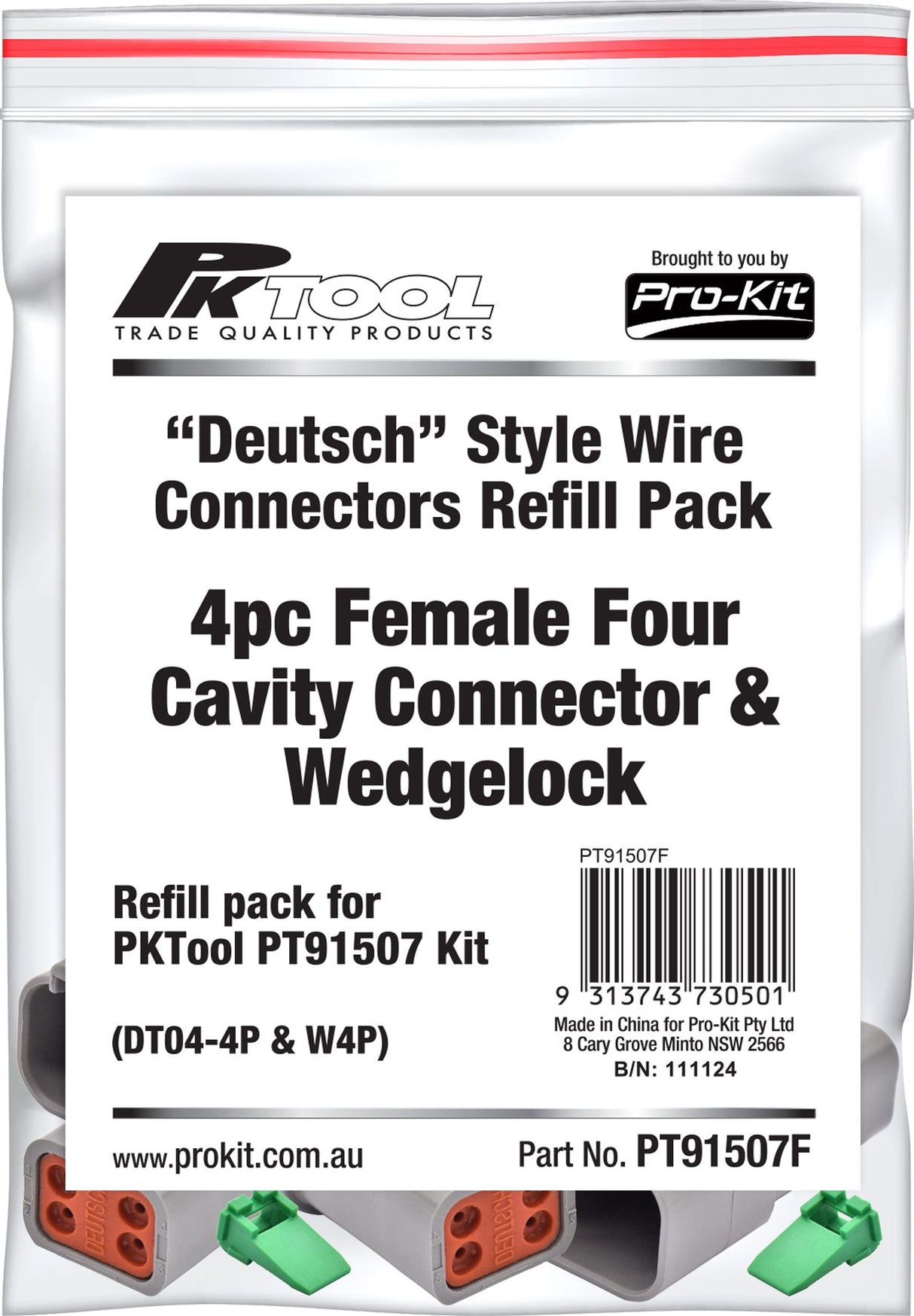 4 Piece Female Four Cavity Connector & Wedgelock - PKTool | Universal Auto Spares